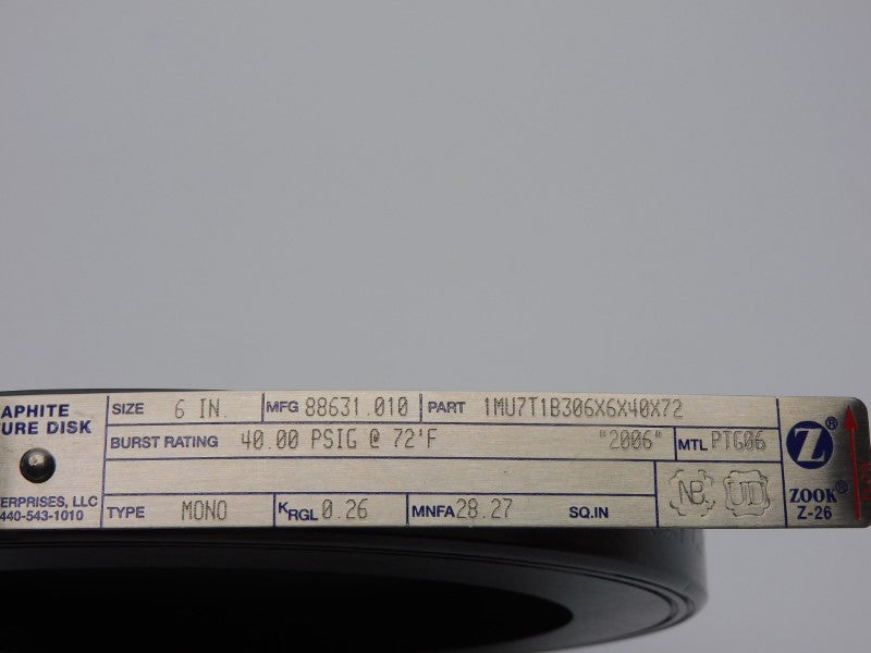 ZOOK 1MU7T1B306X6X40X72 40PSI 6" NSMP