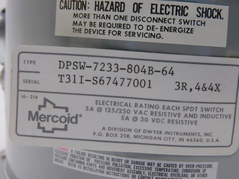 MERCOID DPSW-7233-804B-64 125/250VAC 5A NSMP
