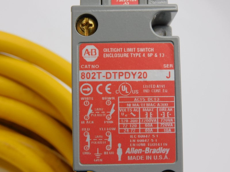 ALLEN BRADLEY 802T-DTPDY20 SER. J 120/300VAC 60A (BR/WH) NSMP
