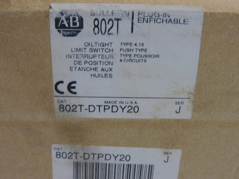 ALLEN BRADLEY 802T-DTPDY20 SER. J 120/300VAC 60A (BR/WH) NSMP