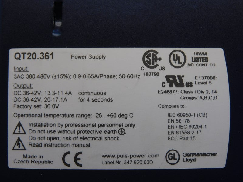 PULS QT20.361 380-480V 20-17.1A NSNP
