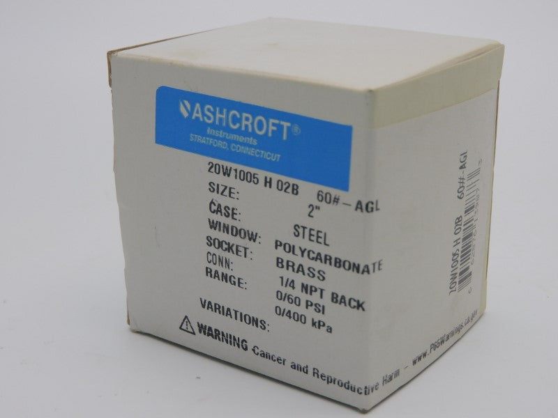 ASHCROFT 20W1005H02B60#-AGL 0/60PSI NSMP