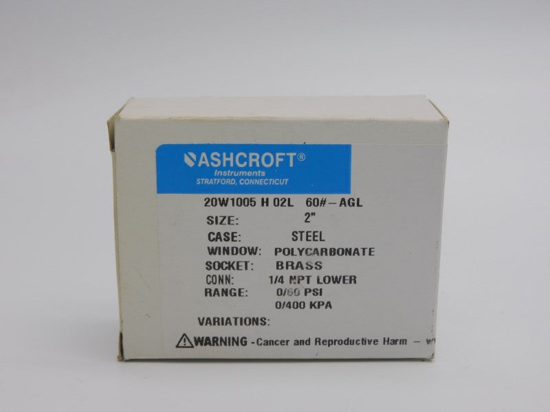 ASHCROFT 20W1005H02L60#-AGL 0/60PSI NSMP