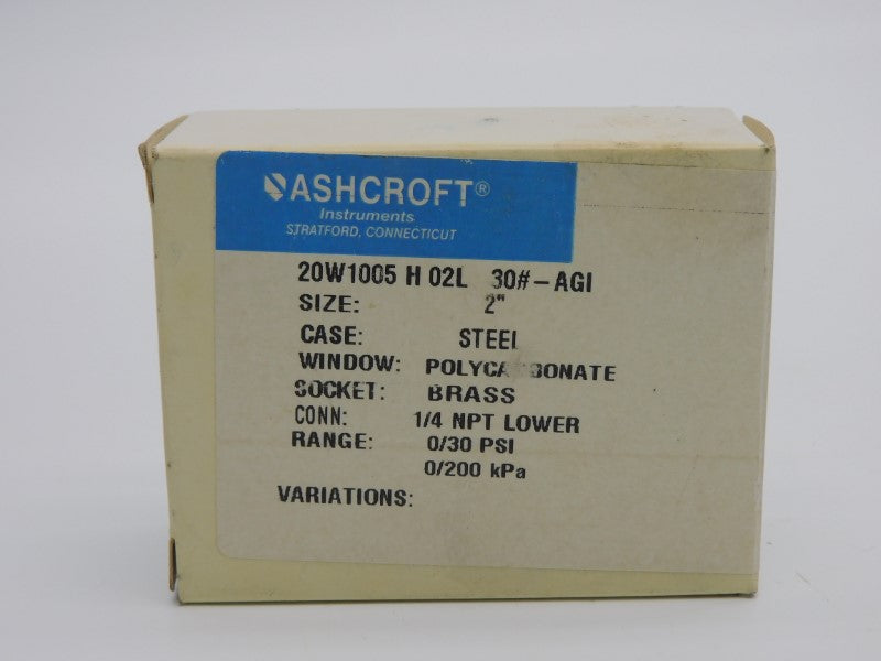 ASHCROFT 20W1005H02L30#-AGI 0/30PSI NSMP