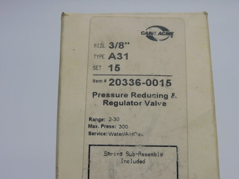 CASH ACME 20336-0015 A31 2-30PSI 3/8" (AS IS) NSMP