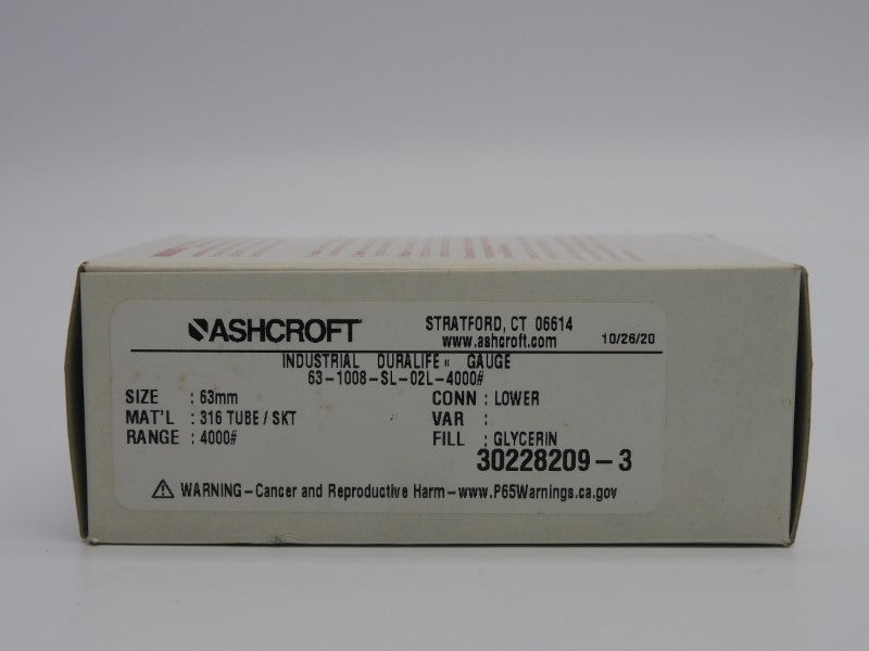 ASHCROFT  63-1008-SL-02L-4000# 4000PSI NSMP