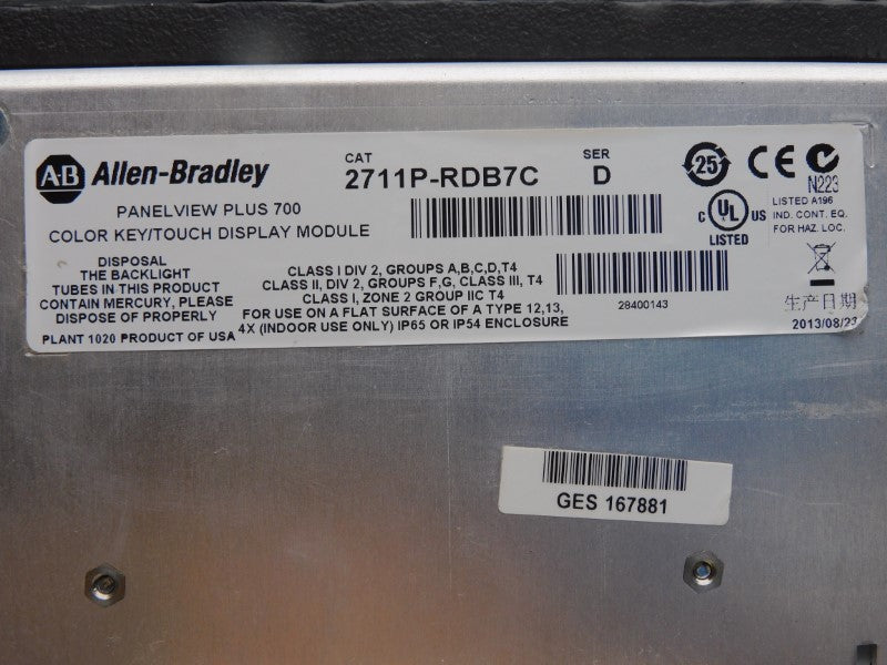 ALLEN BRADLEY 2711P-RDB7C SER. D UNMP