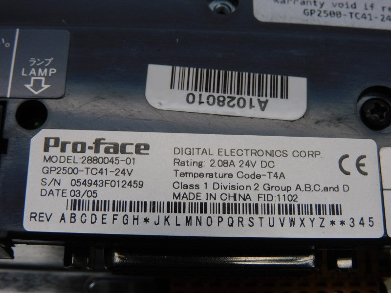 PRO-FACE GP2500-TC41-24V 2880045-01 24VDC 2.08A UNMP
