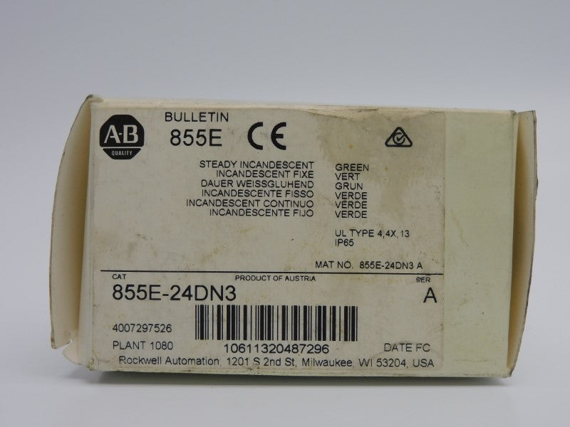 ALLEN BRADLEY 855E-24DN3 SER. A 24VAC/DC (WH) (NO BULB) NSMP