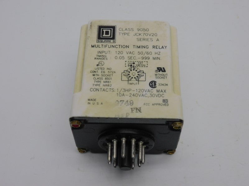 SQUARE D 9050JCK70V20 SER. A 120VAC 10A 0.05S-999M UNMP