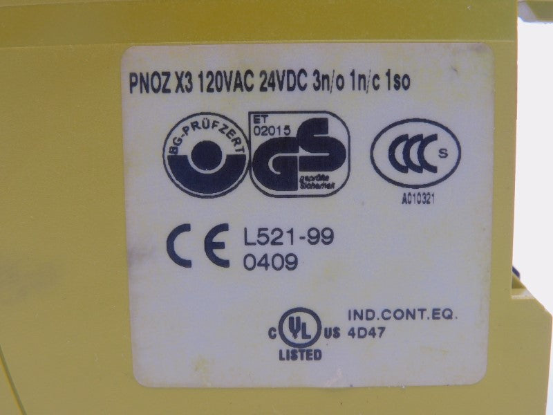 PILZ PNOZX3-120VAC-24VDC-3N/O-1N/C-1SO 774316 120VAC 8.0A UNMP