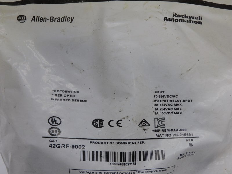 ALLEN BRADLEY 42GRF-9002 SER. B 70-264VDC/AC 2A NSMP