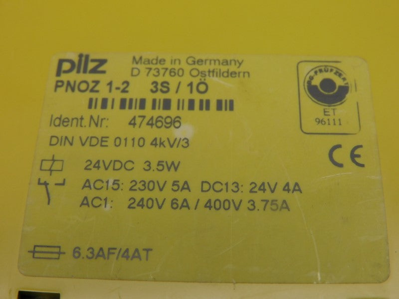 PILZ PNOZ1-2-3S/1O 474696 24VDC 4A UNMP