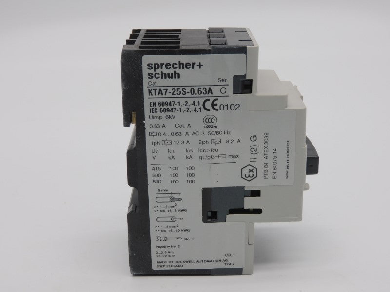 SPRECHER+SCHUH KTA7-25S-0.63A SER. C 690V 0.4-0.63A NSMP