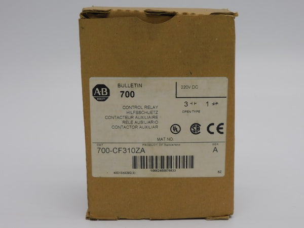 ALLEN BRADLEY 700-CF310ZA SER. A 220VDC 20A (BR/WH) NSMP