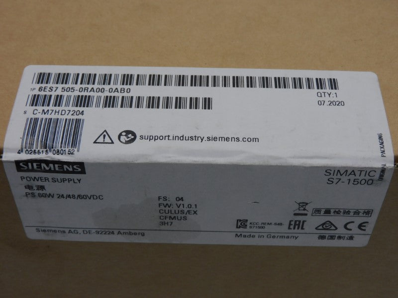 SIEMENS 6ES7505-0RA00-0AB0 60VDC F/W V1.01 NSFS