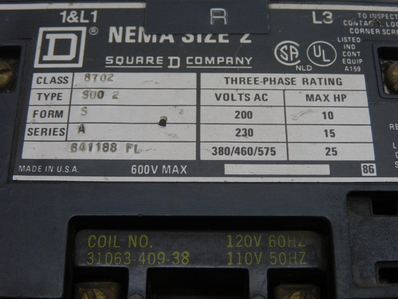 SQUARE D 8702SD2 SER. A 110/120V UNMP