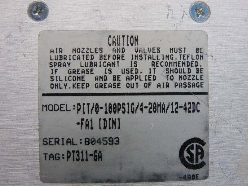 MOORE INDUSTRIES PIT/0-100PSIG/4-20MA/12-42DC-FA1[DIN] UNMP