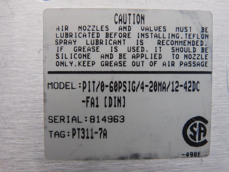 MOORE INDUSTRIES PIT/0-60PSIG/4-20MA/12-42DC-FA1[DIN] UNMP