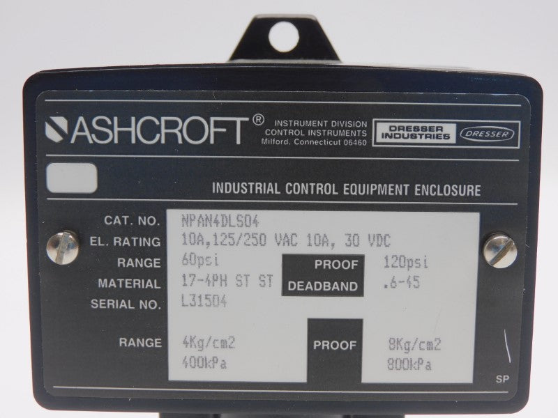 ASHCROFT NPAN4DLS04 125/250VAC 10A 60PSI NSMP