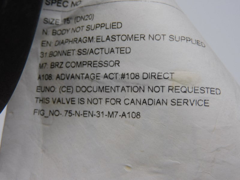 ITT .75-N-EN-31-M7-A108 90PSI .75" NSNP
