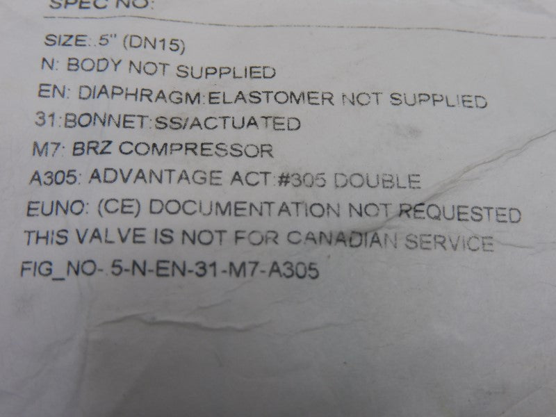 ITT .5-N-EN-31-M7-A305 90PSI .5" NSNP