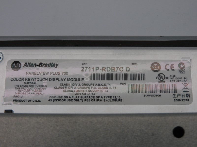 ALLEN BRADLEY 2711P-RDB7C SER. D 24VDC NSNP