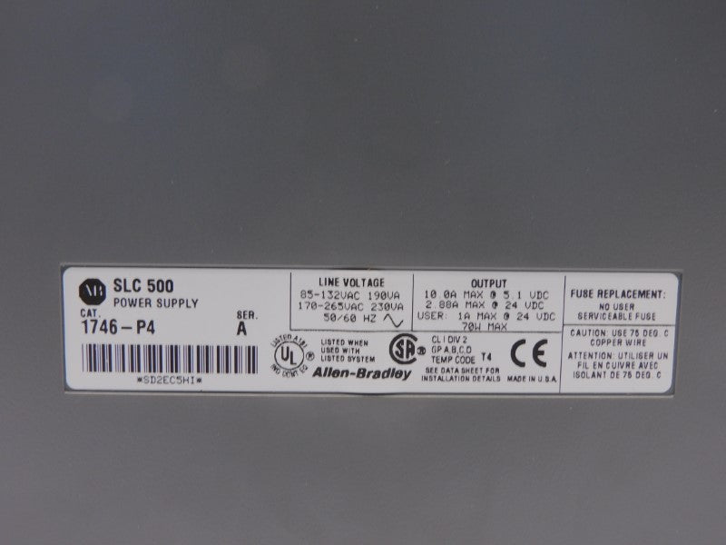 ALLENBRADLEY 1746-P4 SER. A 170-265VAC REV. C01 NSMP