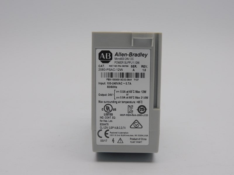 ALLEN BRADLEY 2080-PSAC-12W SER. A 100-240VAC 0.7A REV. 1.0 NSMP