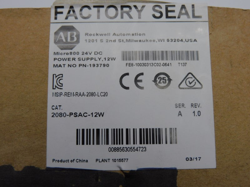 ALLEN BRADLEY 2080-PSAC-12W SER. A 100-240VAC 0.7A REV. 1.0 NSMP