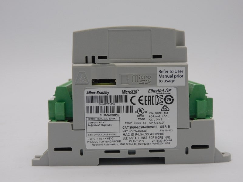 ALLEN BRADLEY 2080-LC20-20QWBR SER. B F/W 10.012 240VAC 2A NSMP