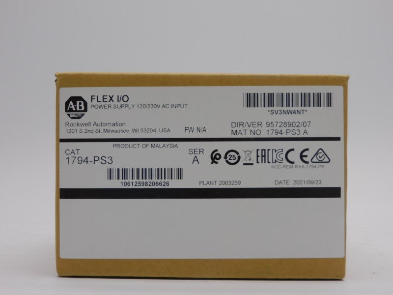 ALLEN BRADLEY 1794-PS3 SER. A 120/230VAC DATE: 2021 NSFS
