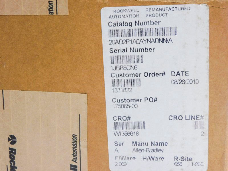 ALLEN BRADLEY 20AD2P1A0AYNADNN SER. A F/W 2.009 432-528V 2.5A REMAN
