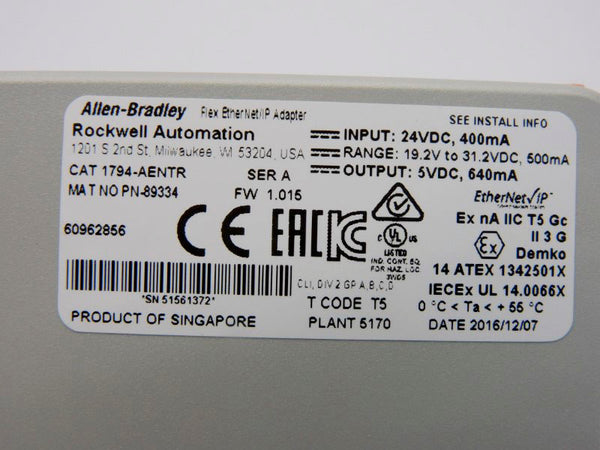 ALLEN BRADLEY 1794-AENTR SER. A F/W 1.015 24VDC NSMP