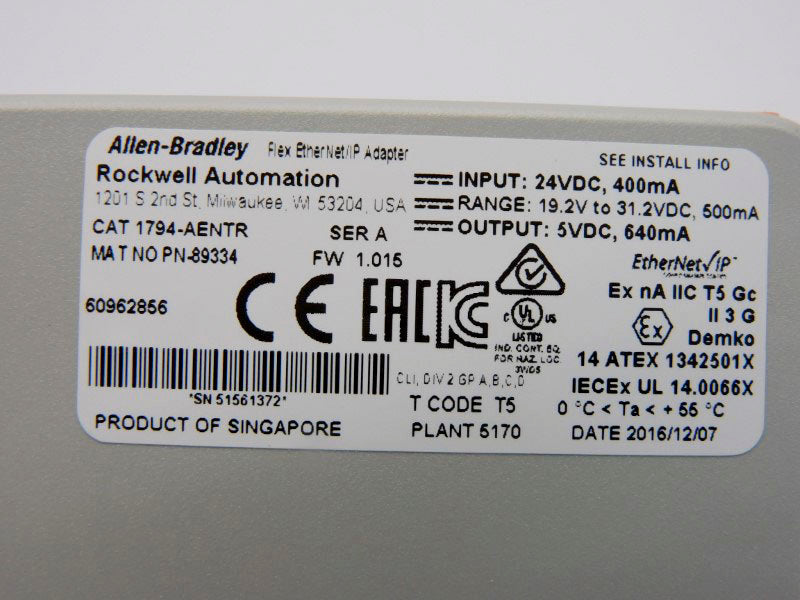 ALLEN BRADLEY 1794-AENTR SER. A F/W 1.015 24VDC NSMP