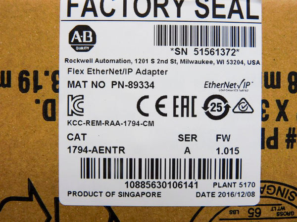ALLEN BRADLEY 1794-AENTR SER. A F/W 1.015 24VDC NSMP