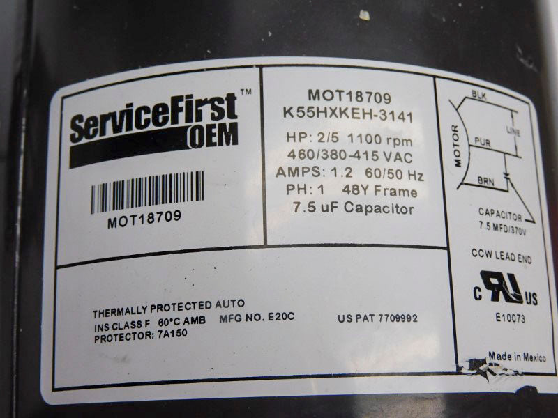 SERVICEFIRST OEM MOT18709 K55HXKEH-3141 460/380-415VAC 1.2A NSMP