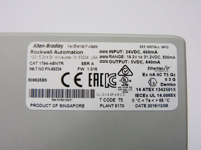 ALLEN BRADLEY 1794-AENTR SER. A F/W 1.015 24VDC NSMP