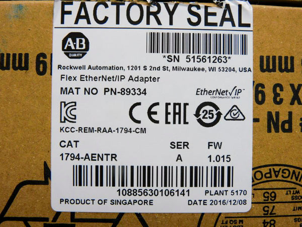 ALLEN BRADLEY 1794-AENTR SER. A F/W 1.015 24VDC NSMP