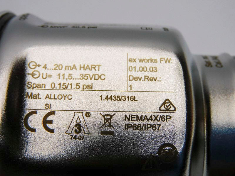 ENDRESS+HAUSER FMB50-9KQ3/187 F/W 0.1.00.03 11.5-35VDC 40.5PSI NSNP