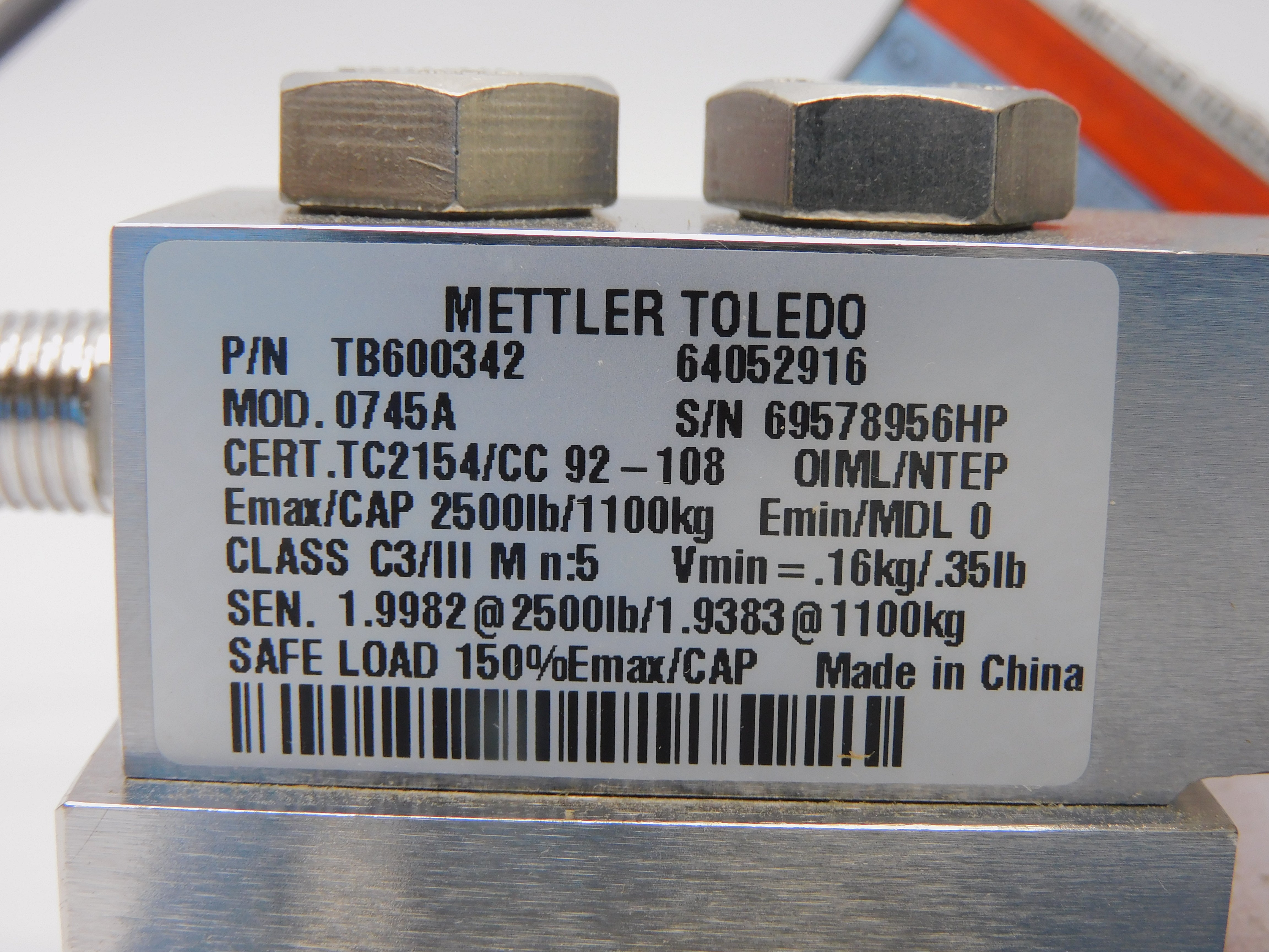 METTLER TOLEDO 0958FMSS1.1TFX 61000083 TB600342 1.9982 NSMP