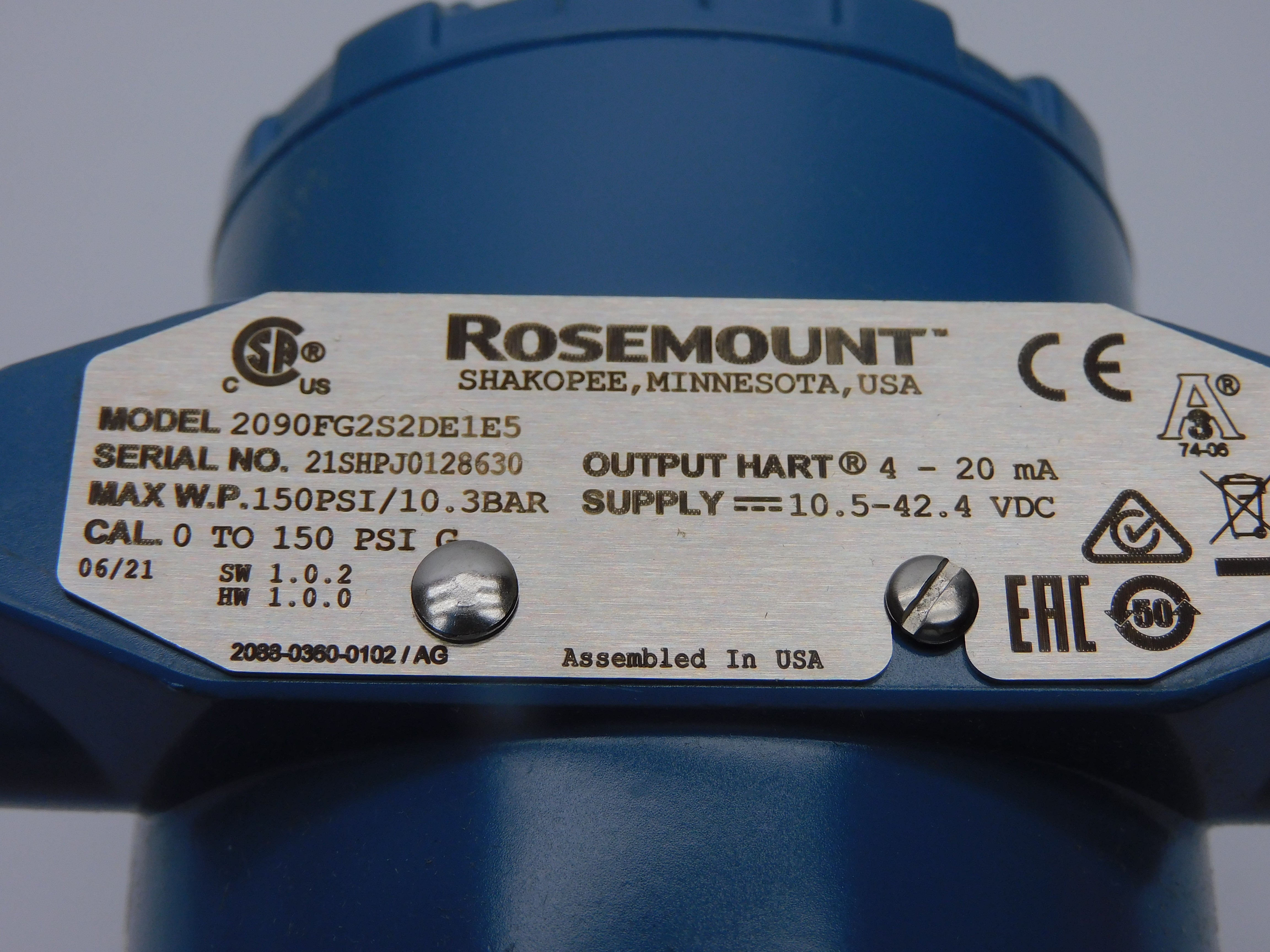 ROSEMOUNT 2090FG2S2DE1E5 10.5-42.4VDC 150PSI NSMP