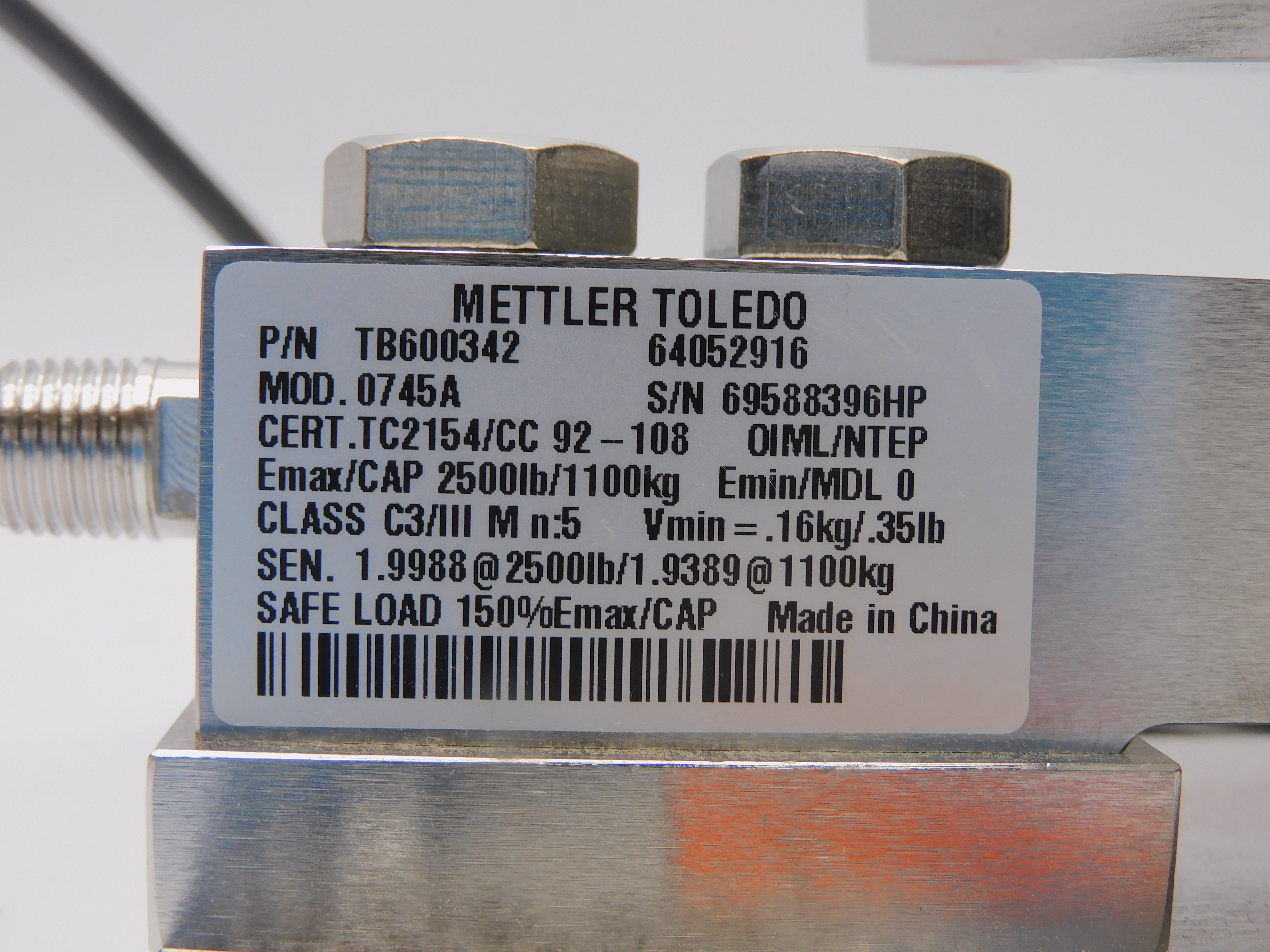 METTLER TOLEDO 0958FMSS1.1TFF 61000085 TB600342 1.9988 NSMP