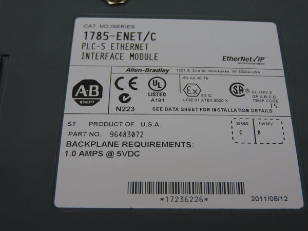 ALLEN BRADLEY 1785-ENET SER. C F/W B 5VDC 1.0A NSMP
