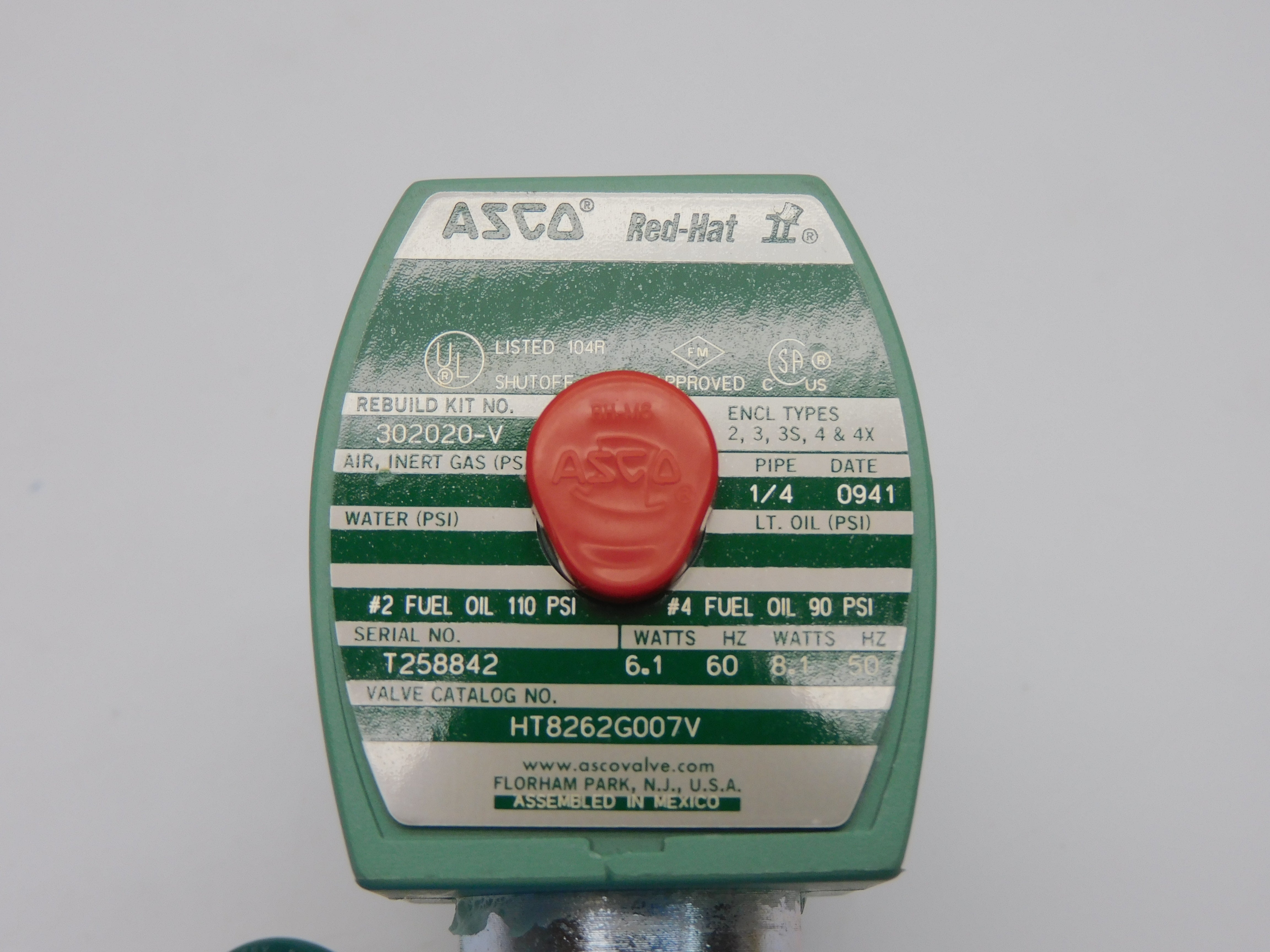 ASCO HT8262G007V 24V 110PSI 1/4" NSMP