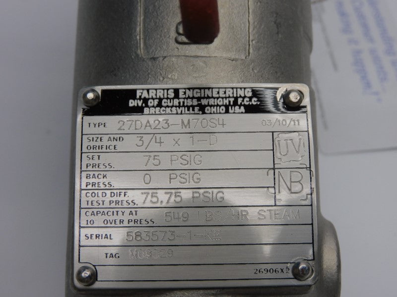 FARRIS ENGINEERING 27DA23-M70S4 75PSI 3/4"X1" NSNP