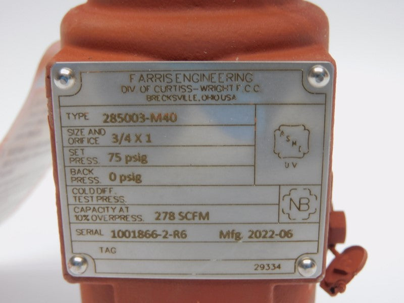 FARRIS ENGINEERING 285003-M40 75PSI 3/4"X1" NSNP