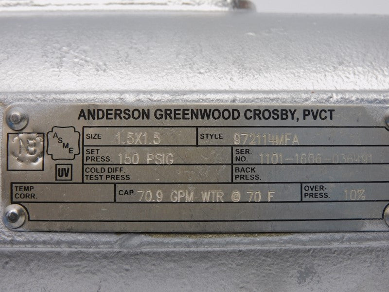 ANDERSON GREENWOOD CROSBY 972114MFA 150PSI 1.5"X1" NSNP