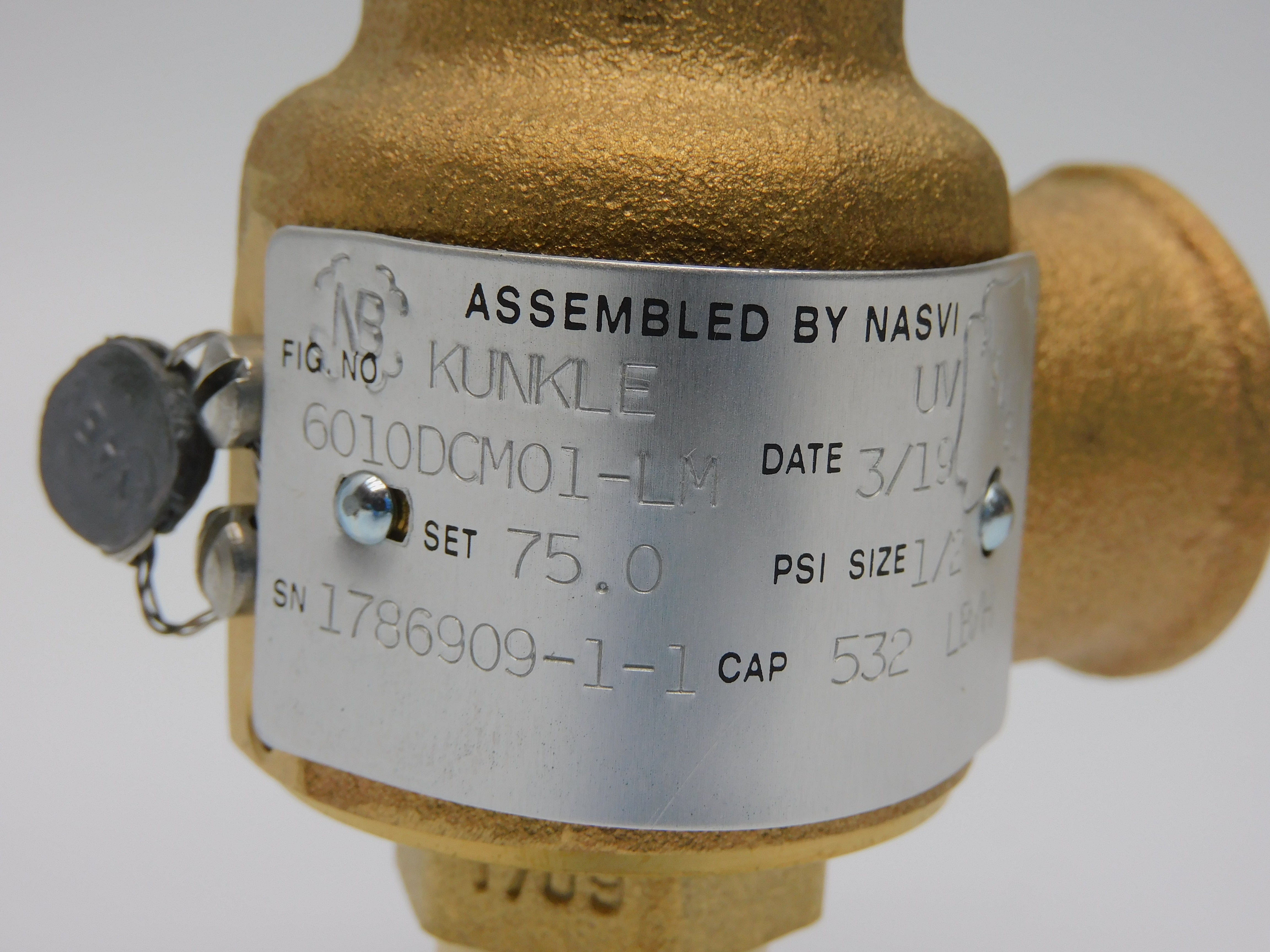 KUNKLE 6010DCM01-LM 75.0PSI 532LB/H  1/2" NSNP