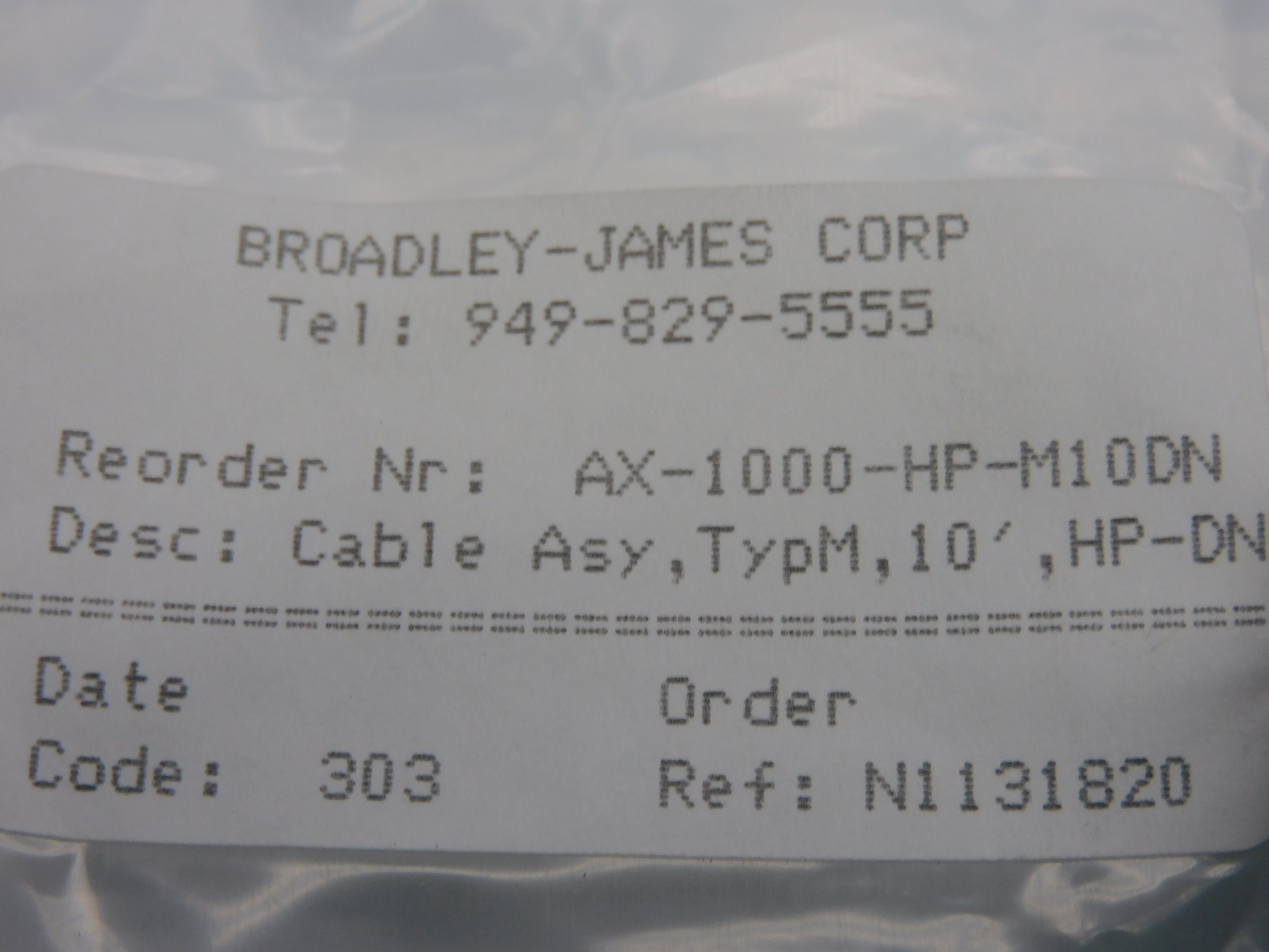 BROADLEY-JAMES AX-1000-HP-M10DN 10' NSNP